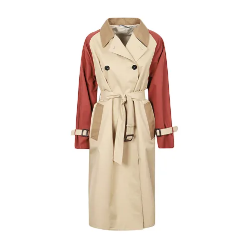Max Mara Weekend , Honey-colored Cotton Trench Coat ,Multicolor female, Sizes: