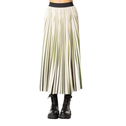 Max Mara Weekend , Pleated Skirt in Cream and Green ,Beige female, Sizes: