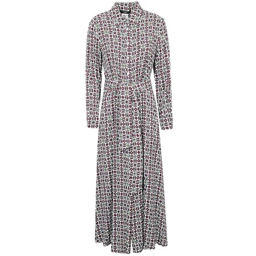 Max Mara Weekend , Viscose Midi Dress with Shirt Collar and Belt ,Multicolor female, Sizes: