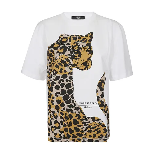 Max Mara Weekend , White Cotton Logo Print T-shirt ,Multicolor female, Sizes: