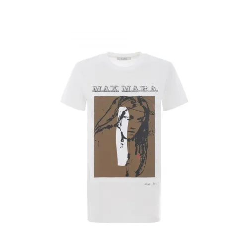 Max Mara , White Graphic Print T-Shirt ,White female, Sizes: