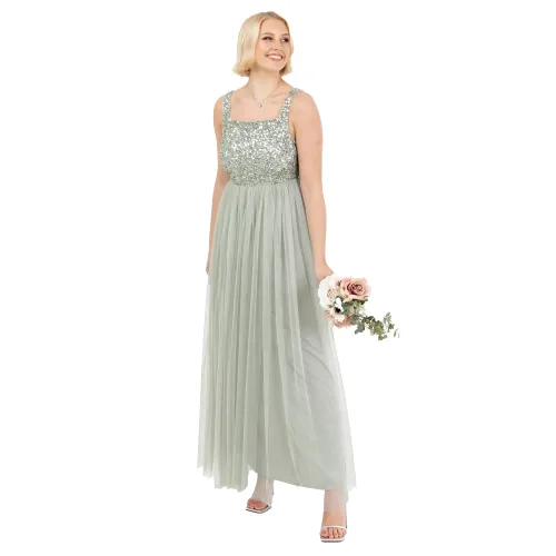 Maya Deluxe Women's Maya Green Lily Strappy Delicate Sequin