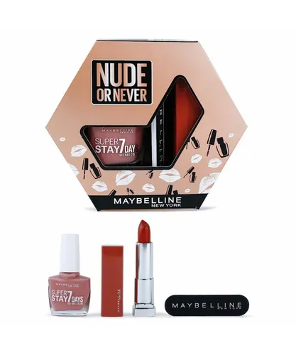 Maybelline New York Womens Nude or Never 3 Piece Giftset - Includes Lipstick, Nail Polish and File - Rose - One Size