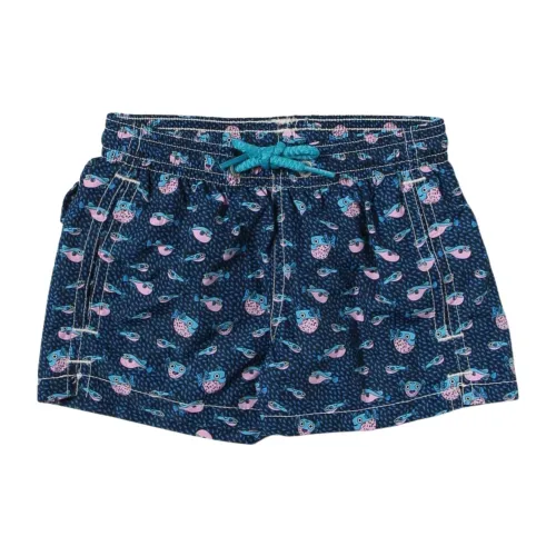 MC2 Saint Barth , Blue Fish Print Kids Swimwear ,Blue male, Sizes: