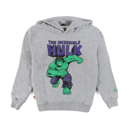 MC2 Saint Barth , Gray Hulk Smash Hoodie for Kids ,Gray male, Sizes: