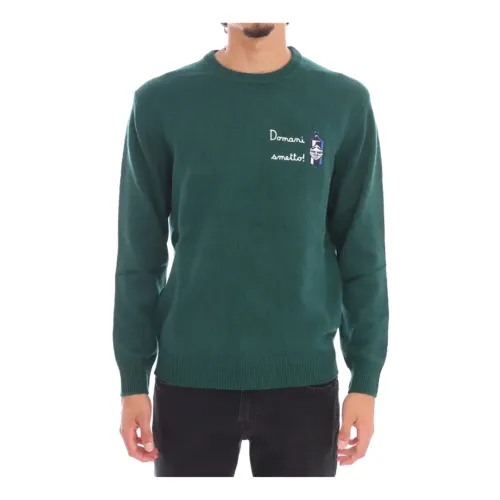 MC2 Saint Barth , Men Green Heron Domani Smetto 51 Emb Sweater ,Green male, Sizes: