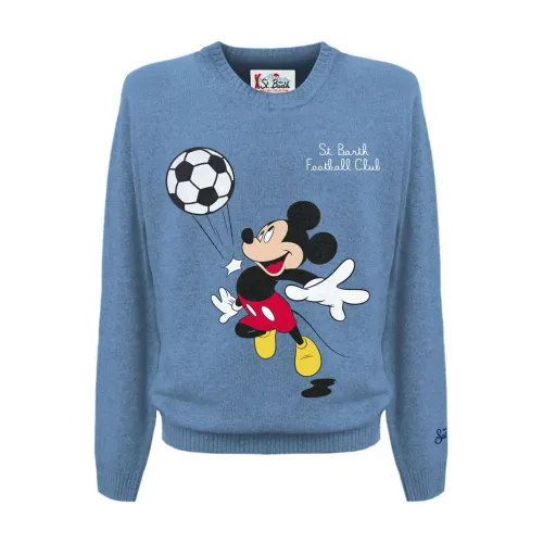 MC2 Saint Barth , Mickey Soccer 33 Crewneck Sweater ,Blue male, Sizes: