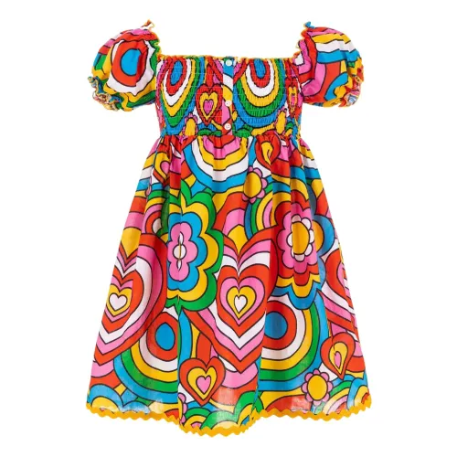 MC2 Saint Barth , Multicolour Heart and Flower Print Dress ,Multicolor female, Sizes: