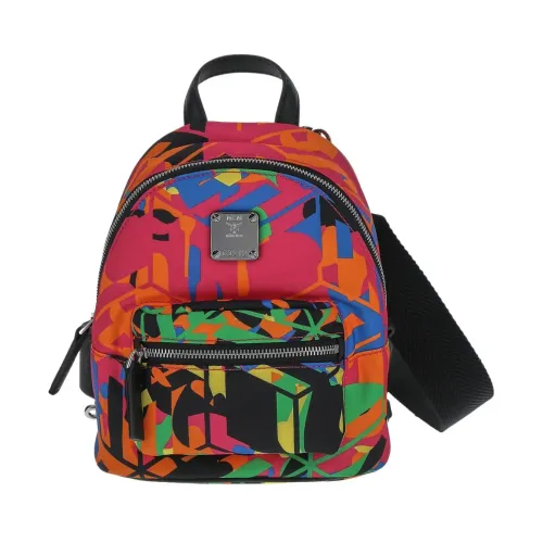 MCM , Printed Nylon Backpack ,Red female, Sizes: ONE SIZE