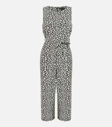 Mela Black Daisy Print Sleeveless Crop Jumpsuit New Look