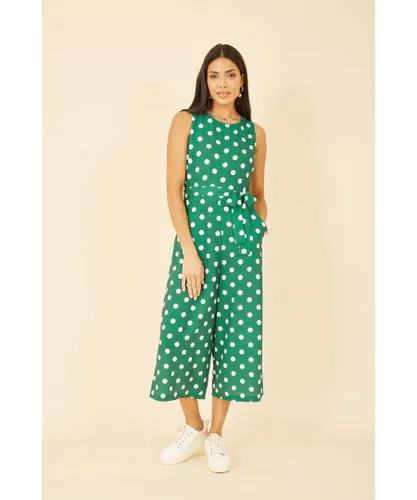 Mela London Womens Green Polka Dot Culotte Jumpsuit