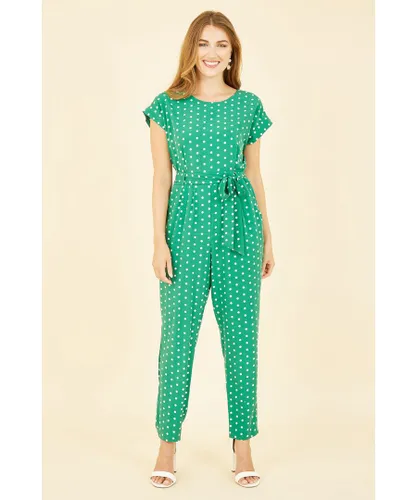 Mela London Womens Green Spot Print Jumpsuit