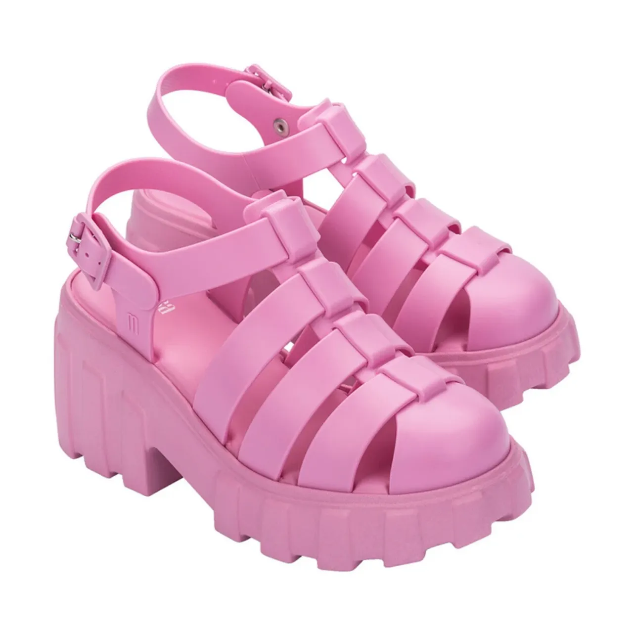 Melissa , Strap Platform Heel Sandals Rounded Toe ,Pink female, Sizes: