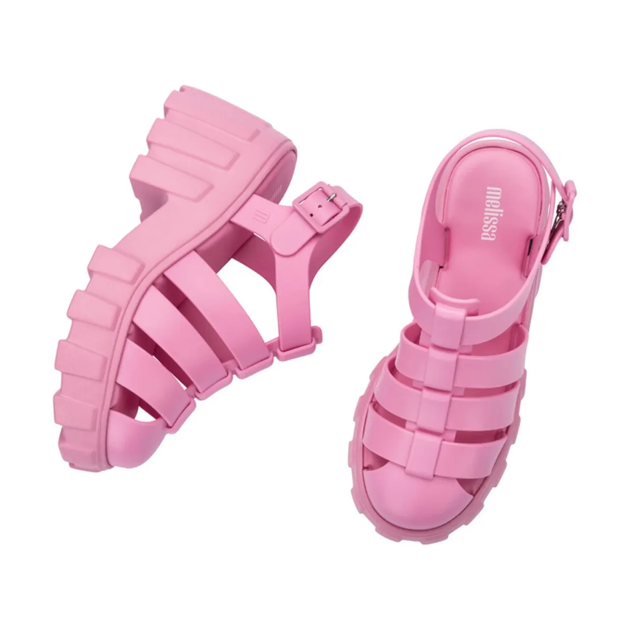 Melissa , Strap Platform Heel Sandals Rounded Toe ,Pink female, Sizes: