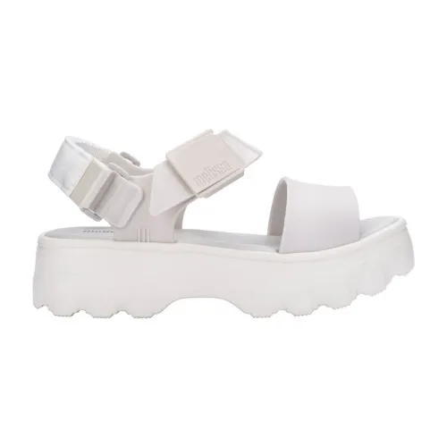 Melissa , Strap Platform Sandal with Varied Texture ,White female, Sizes: