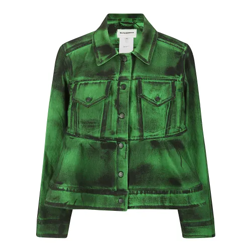 Melitta Baumeister , Contrast Detail Short Loose Fit Jacket ,Green female, Sizes: