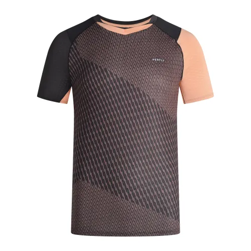 Men Badminton T Shirt 560 Black Apricot