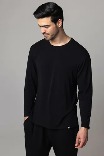 Mens 1 Pack Lazy Panda Bamboo Loungewear Selection Long Sleeved Top Black Long Sleeved Top Small