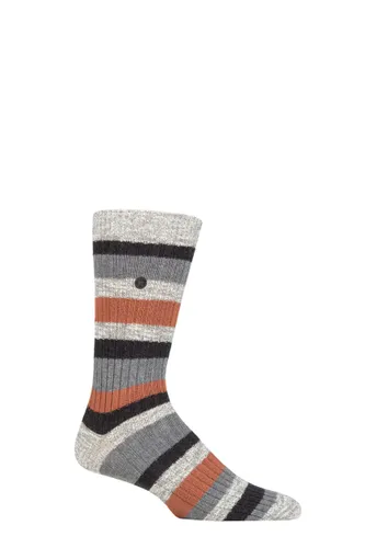 Mens 1 Pair Birkenstock Slub Striped Cotton Socks Auburn 5.5-7.5 Mens