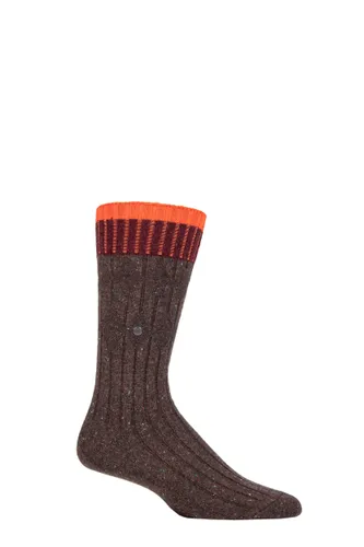 Mens 1 Pair Burlington Crafted Wool Boot Socks Brown 6.5-11 Mens
