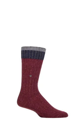 Mens 1 Pair Burlington Crafted Wool Boot Socks Burgundy 6.5-11 Mens