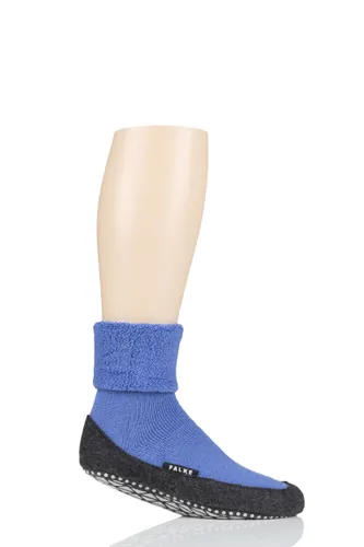 Mens 1 Pair Falke Cosyshoe Virgin Wool Home Socks Blue Iris 5.5-6.5 Mens