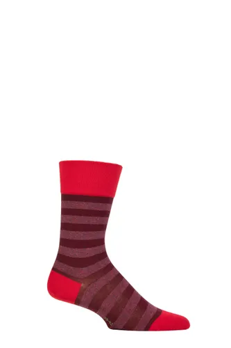 Mens 1 Pair Falke Sensitive London Striped Cotton Socks Passion 5.5-8 Mens