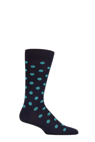 Mens 1 Pair Pantherella Helianthus Merino Wool All Overs Spots Socks Navy 7.5-9.5 Mens
