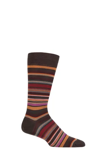 Mens 1 Pair Pantherella Quakers Merino Wool Striped Socks Chocolate 7.5-9.5 Mens