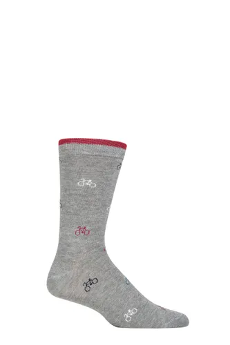 Mens 1 Pair Thought Fergus Bicycle Bamboo and Organic Cotton Socks Grey 7-11 Mens