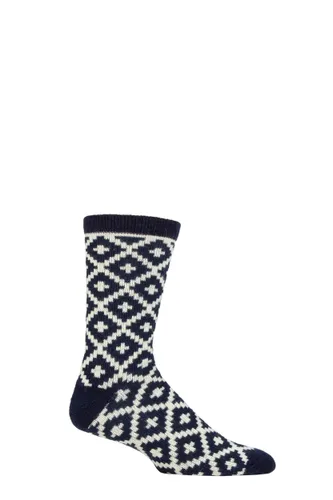 Mens 1 Pair Thought Grady Patterned Wool Socks Stone White 7-11