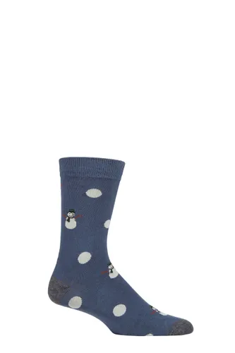 Mens 1 Pair Thought Markus Snowman Bamboo and Organic Cotton Socks Blue Slate 7-11 Mens