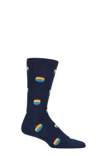 Mens 1 Pair Thought Rainbow Organic Cotton Socks Navy Spot 7-11 Mens