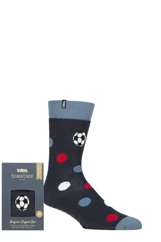 Mens 1 Pair Totes Original Novelty Slipper Socks with Grip Football 8-11 Mens