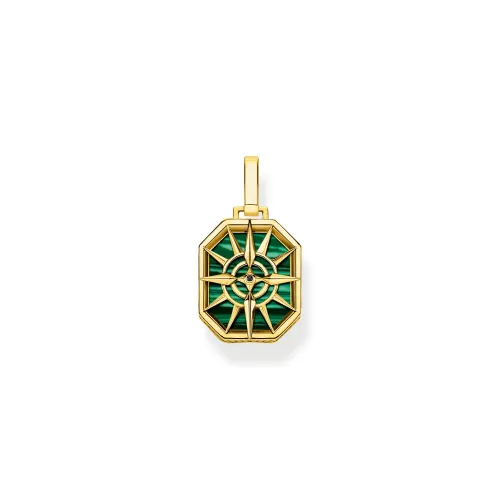 Mens 18ct Yellow Gold Coloured Green Pendant