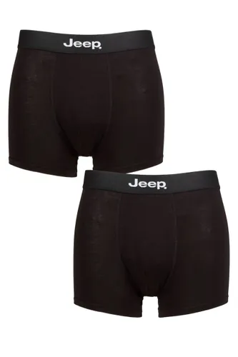 Mens 2 Pack Jeep Plain Fitted Bamboo Trunks Black / Black S
