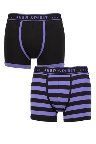 Mens 2 Pack Jeep Spirit Stripe Cotton Trunks Broad Stripe Black / Purple S