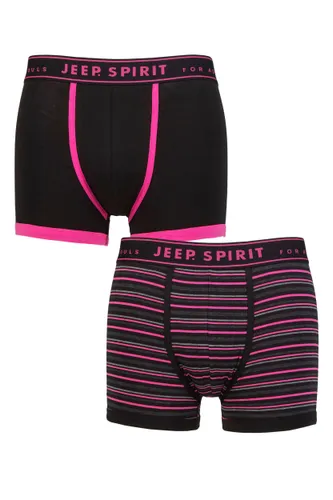 Mens 2 Pack Jeep Spirit Stripe Cotton Trunks Fine Stripe Black / Pink S