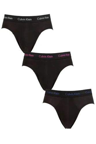 Mens 3 Pack Calvin Klein Cotton Stretch Hip Briefs Silver / Pink / Blue XS