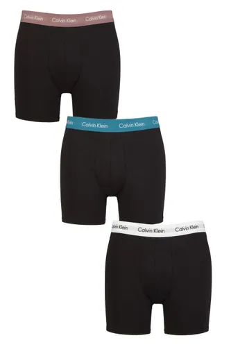 Mens 3 Pack Calvin Klein Cotton Stretch Longer Leg Trunks Capri / Ocean Depths XS