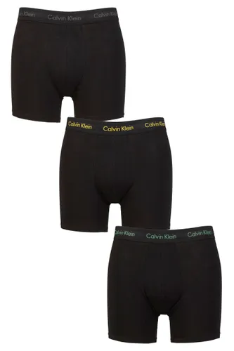 Mens 3 Pack Calvin Klein Cotton Stretch Longer Leg Trunks Charcoal Heather / Yellow / Green XS