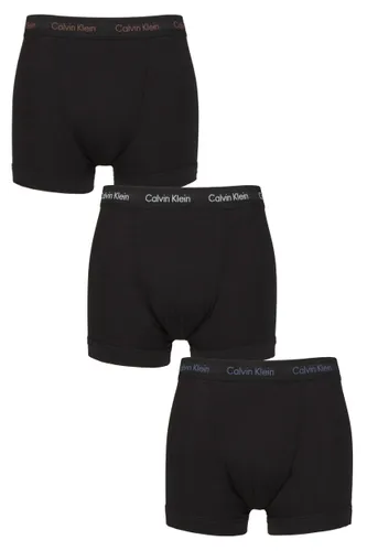 Mens 3 Pack Calvin Klein Cotton Stretch Trunks Marron / Skyway / Navy Logos XL