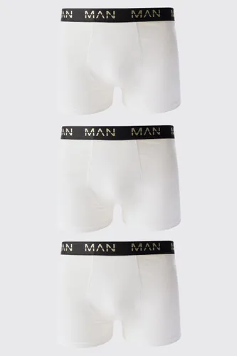 Men's 3 Pack Gold Man Dash Boxers In White - S, White