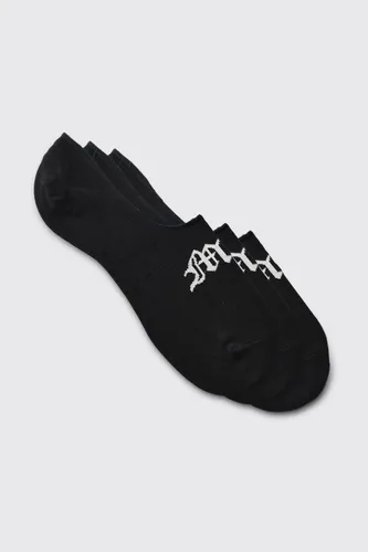 Men's 3 Pack Gothic Man Invisible Socks - Black - One Size, Black
