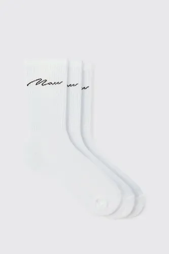 Men's 3 Pack Man Signature Sport Socks - White - One Size, White