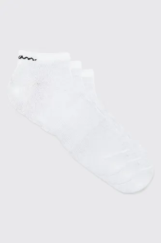 Men's 3 Pack Man Signature Trainer Socks - White - One Size, White