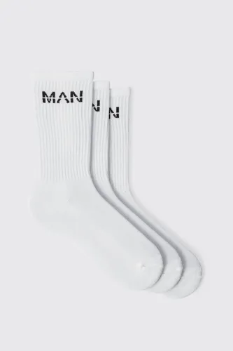 Men's 3 Pack Man Sport Socks - Black - One Size, Black