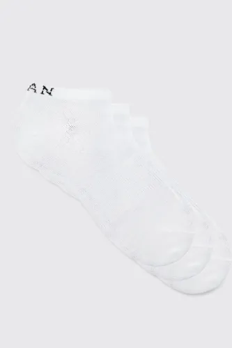 Men's 3 Pack Man Trainer Socks - White - One Size, White