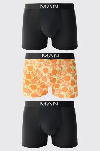Men's 3 Pack Orange Print Boxers - S, Orange