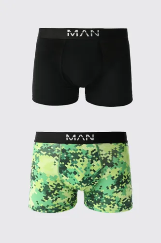 Men's 3 Pack Pixel Camo Print Boxers - Green - S, Green